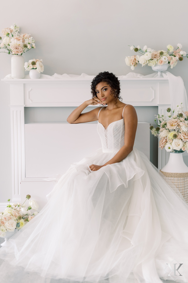 bride wearing ines di santo ball gown at wedding planned by Silk and Sabal