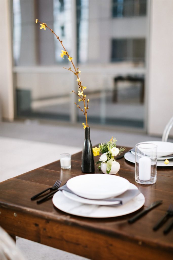 hints of yellow at wedding reception