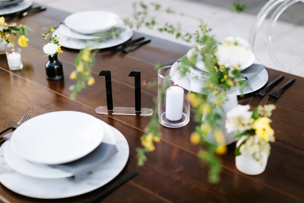 matte black table number wedding