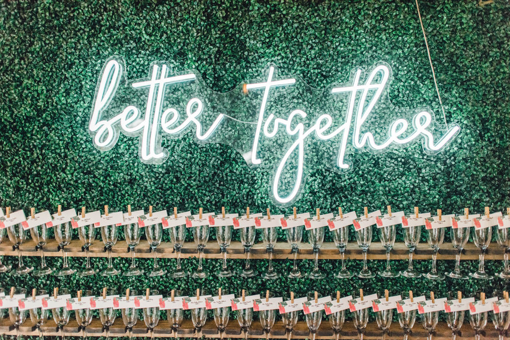 champagne wall for summer wedding